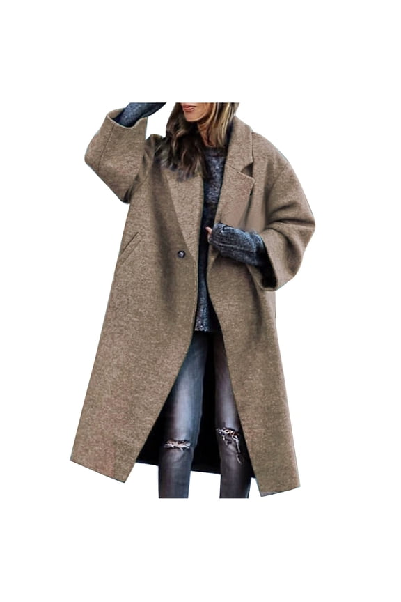Women's Oversized Notched Collar Straight Cardigans Open Front Thick Blazer Coatigan 2024 Fall Winter Midi Long Trench Coat
