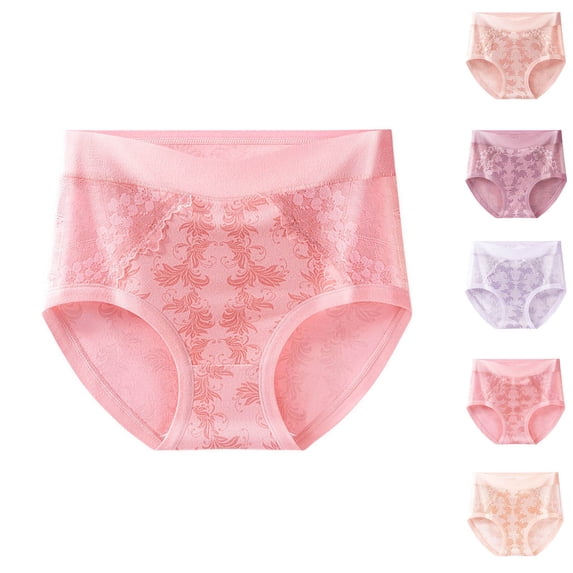 HVOBTTY Women's Briefs Plus Size High Waist Cotton Briefs Embossed Panties