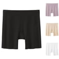 thumbnail image 1 of HVOBTTY Women's Plus Size No Show Brief Underwear Ice Silk Mid Waist Boyshort Safety Panties Beige, L, 1 of 5