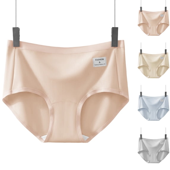 HVOBTTY Women's Seamless High Waist Briefs Solid Color Cotton Underwear Soft Breathable Basic Everyday Panties