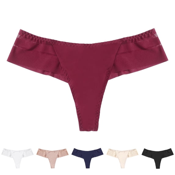 HVOBTTY Women's Seamless Low Waist Thong Briefs Solid Color Cotton Underwear Cut Soft Elastic Breathable Panties