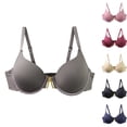 thumbnail image 1 of HVOBTTY Women's Seamless Push Up Bra, Plus Size Bra for Women, Women's Plus Size Comfortable Solid Color Wireless Gathered Push Up Everyday Bras Wine, Wine B, 1 of 3