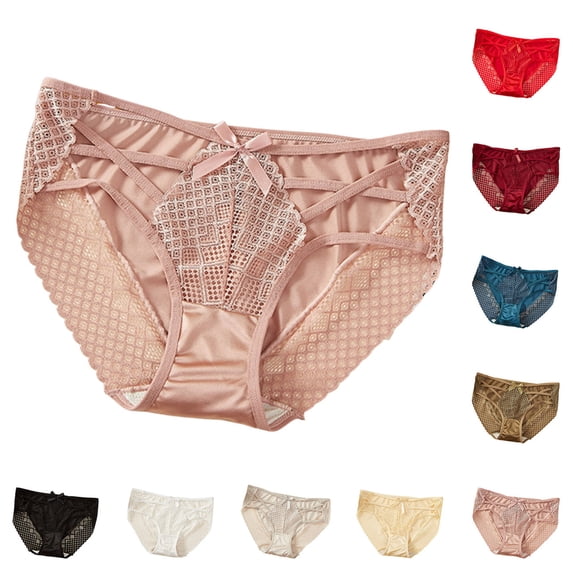 HVOBTTY Women's Soft Classic Embroidery Panties Bow Decor Breathable Soft Stretch Daily Brief Wine, XL