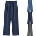 thumbnail image 1 of HVOBTTY Women's Soft Pajama Pants, Sleep Pants Women, Women's Solid Color Plus Home Pants Thin Casual Five Quarter Pants Sleeping Pants Blue, L, 1 of 3