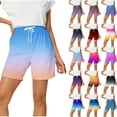 thumbnail image 1 of HVOBTTY Women's Summer Straight Leg Running Shorts Gradient Casual with Elastic Waist and Adjustable Dstring for Daily Use, 1 of 4