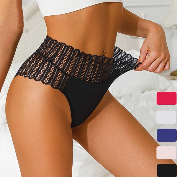 HVOBTTY Women's Soft Underwear Butt Lifting Briefs Panties Mid Waist Solid Color Patchwork Breathable Brief Black, S