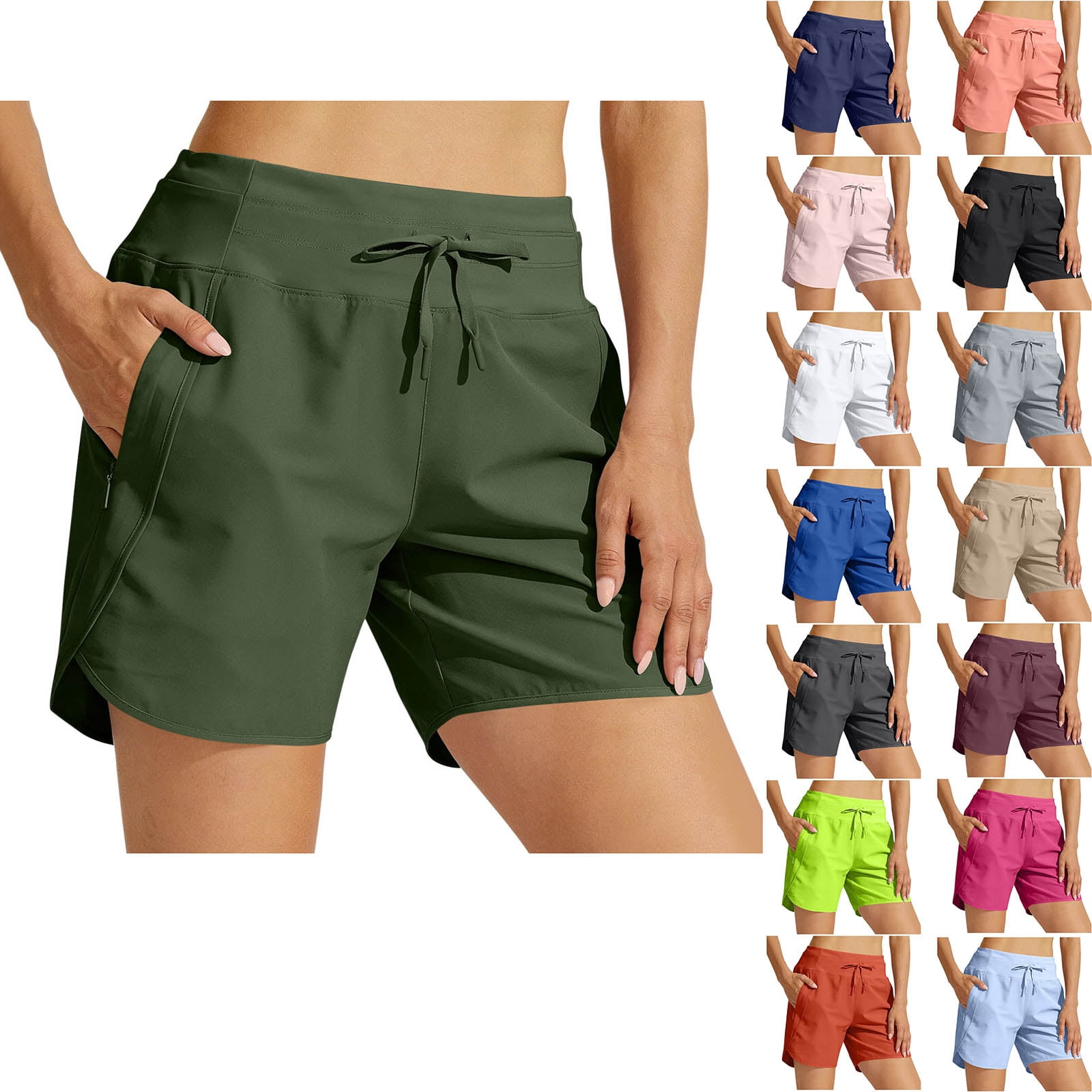 HVOBTTY Women's Straight Leg Swimmwear Shorts Lightweight High Waist ...