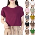 thumbnail image 1 of HVOBTTY Women's Summer Casual Solid Color Short Sleeve Round Neck Loose Soft Comfortable Versatile Daily Pullover Classic Beach Tee Shirt Black, XXL, 1 of 4