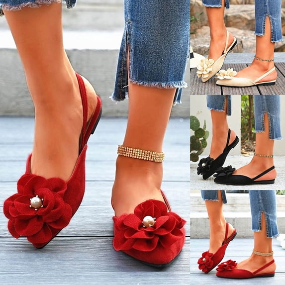 HVOBTTY Women's Summer Elegant Solid Color Buckle Outdoor Versatile Heel Sandals Comfortable Walking Shoes Red, 42