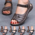 thumbnail image 1 of HVOBTTY Women's Summer Fashion Casual Beach Outdoor Flat Heel Slide Sandals Comfortable Lightweight Daily Wear Shoes Brown, 37, 1 of 5