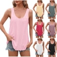 thumbnail image 1 of HVOBTTY Women's Summer Fashion Casual Soft Solid Color Round Neck Sleeveless Loose Versatile Daily Comfy Sport Tank Top Watermelon Red, M, 1 of 5