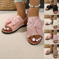 thumbnail image 1 of HVOBTTY Women's Summer Fashion Casual Solid Color Bow Decor Versatile Open Toe Flat Heel Sandals Outdoor Beach Walking Shoes Khaki, 36, 1 of 5