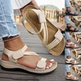 thumbnail image 1 of HVOBTTY Women's Summer Fashion Casual Solid Color Comfortable Round Toe Open Toe Wedge Heel Thick Sole Beach Sandals Blue, 40, 1 of 5