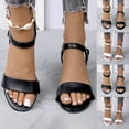 thumbnail image 1 of HVOBTTY Women's Summer Fashion Casual Solid Color Peep Toe Medium Heel Dress Sandals Comfortable Walking Shoes White, 36, 1 of 5