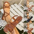 thumbnail image 1 of HVOBTTY Women's Summer Fashion Casual Solid Color Woven Strap Open Toe Flat Heel Elastic Sandals Lightweight Shoes White, 41, 1 of 5