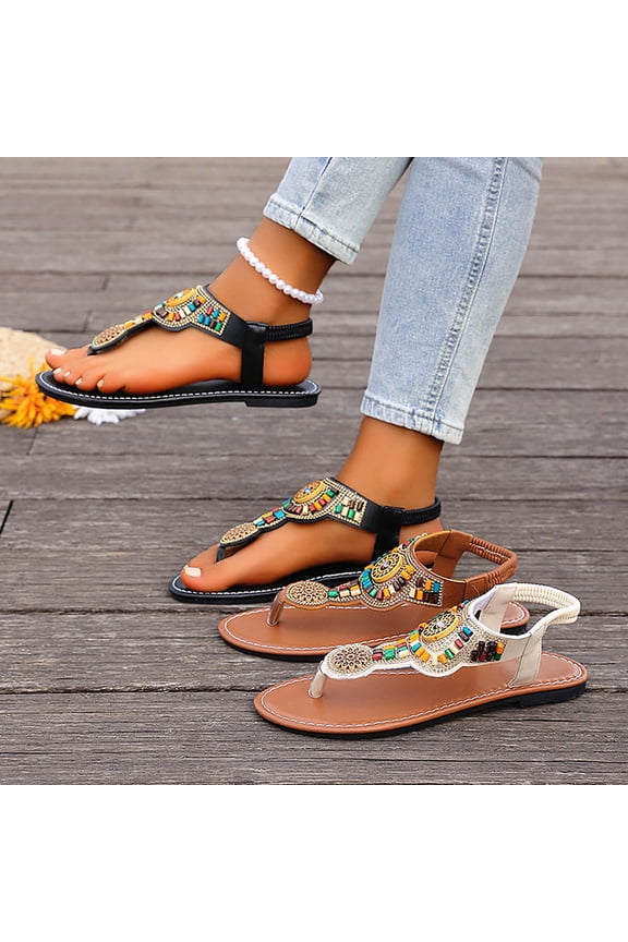 Women's Summer Fashion Casual Square Toe Wrap Strap Flat Heel Slide Sandals Lightweight Walking Shoes Brown, 36