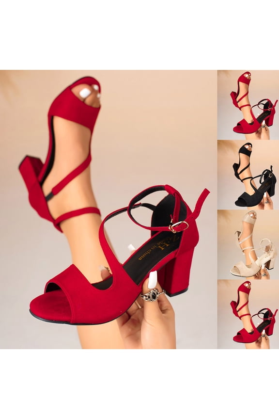 Women's Summer Fashion Casual Versatile Elegant Wrap Strap Vacation Roman Peep Toe Open Toe High Heel Slide Sandals Trendy Shoes Black, 37