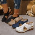thumbnail image 1 of HVOBTTY Women's Summer Fashion Casual Versatile Plus Size Beach Wedge Shoes Solid Color Round Toe Closed Toe Soft Sole Thick Sole Sandals Khaki, 39, 1 of 5