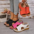thumbnail image 1 of HVOBTTY Women's Summer Fashion Casual Versatile Plus Size Solid Color Peep Toe Open Toe Thick Sole Sandals Comfortable Beach Wedge Shoes Orange, 36, 1 of 5