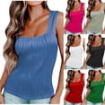 thumbnail image 1 of HVOBTTY Women's Summer Fashion Sleeveless Square Neck Slim Soft Versatile Daily Basic Comfy Beach Tank Top White, S, 1 of 4