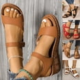 thumbnail image 1 of HVOBTTY Women's Summer Fashion Wedge Heel Thick Sole Beach Casual Sandals Outdoor Walking Shoes Red, 42, 1 of 5