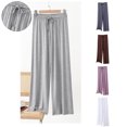 thumbnail image 1 of HVOBTTY Women's Summer Loose Wide Leg Long Sleepwear Pants Fabric Elastic Waist Soft Comfortable Lightweight Sleep Bottom Gray, M, 1 of 5