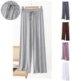 thumbnail image 1 of HVOBTTY Women's Summer Loose Wide Leg Long Sleepwear Pants Fabric Elastic Waist Soft Comfortable Lightweight Sleep Bottom White, L, 1 of 5