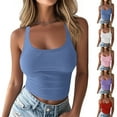 thumbnail image 1 of HVOBTTY Women's Summer Plus Size Casual Solid Color Sleeveless U Neck Slim Soft Breathable Versatile Daily Basic Crop Comfy Beach Tee Shirt Pink, M, 1 of 5