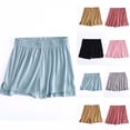 thumbnail image 1 of HVOBTTY Women's Summer Plus Size Casual Sport Solid Color Elastic Waist Side Slit Lightweight Loose Loungewear Sleep Workout Shorts Pink, L, 1 of 5