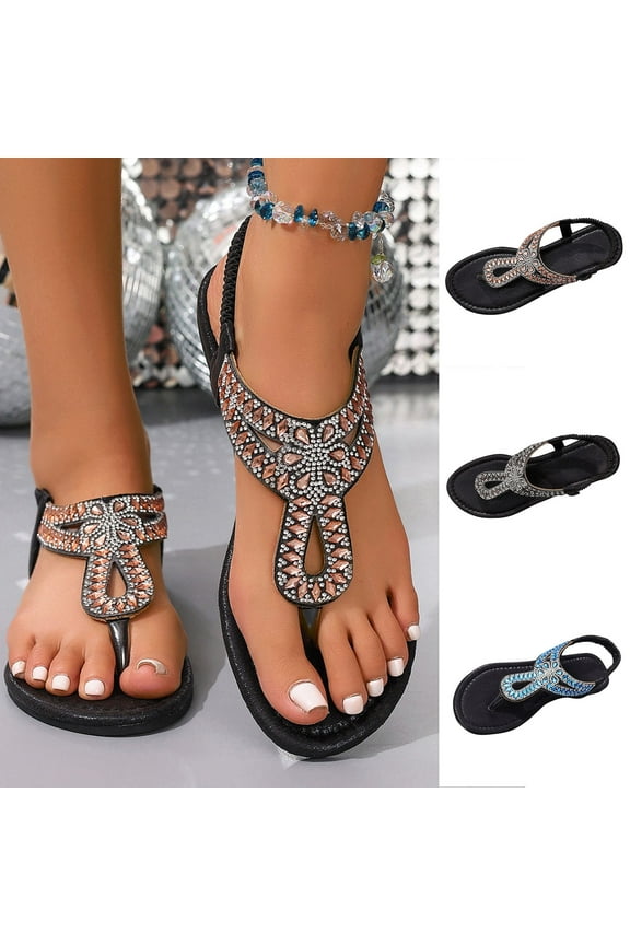 Women's Summer Plus Size Fashion Casual Outdoor Versatile Round Toe Open Toe Back Elastic Flat Heel Woven Sandals Gray, 37