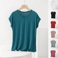 thumbnail image 1 of HVOBTTY Women's Summer Plus Size Fashion Soft Solid Color Short Sleeve V Neck Loose Breathable Versatile Daily Basic Comfy Sport Tee Shirt White, XXXXXL, 1 of 5