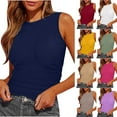 thumbnail image 1 of HVOBTTY Women's Summer Soft Solid Color Round Neck Sleeveless Slim Versatile Daily Basic Comfy Sport Tank Top Wine, S, 1 of 4