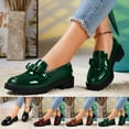 thumbnail image 1 of HVOBTTY Women's Summer and Spring Fashion Casual Versatile Patent Comfortable Lightweight Leather Shiny Tassel Loafer Shoes Black, 36, 1 of 5