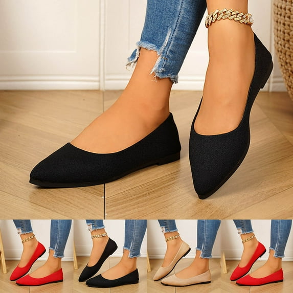 HVOBTTY Women's Summer and Spring Versatile Casual Plus Size Shoes Trendy Pointed Toe Low Cut Flat Heel Slide Sandals Shoes Red, 43