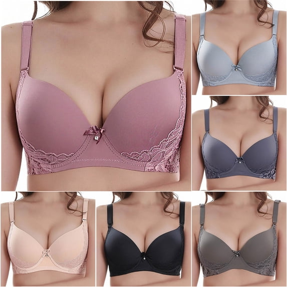 HVOBTTY Women's Underwire Push Up Bra Plus Size Lightweight Lifting Comfortable Daily Bra Purple, 48/110F
