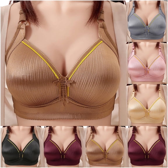 HVOBTTY Women's Wireless Push Up Bra, Bra for Women, Women's Comfortable Solid Color Wireless Push Up Gathered Breathable T Shirt Bra Wine, Wine