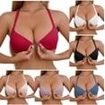 thumbnail image 1 of HVOBTTY Women's Wireless Push Up Bra Solid Color Breathable Side Shaping Front Snap Closure Bra Red, 40/90C, 1 of 5