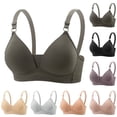 thumbnail image 1 of HVOBTTY Women's Wireless Push Up Bra Solid Color Lightweight Seamless Light Lift Casual Daily Bra Khaki, 36/80AB, 1 of 3