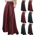 thumbnail image 1 of HVOBTTY Womens A Line Maxi Skirts, Skirt for Women Plus Size, Womens Casual High Waist Plaid A Line Daily Formal Maxi Flared Skirt Green, M, 1 of 4