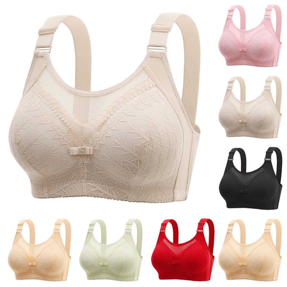 HVOBTTY Womens Basic Bras, Bras for Women, Woman Oversized Wireless Bra Front Button Push Up Underwear Bra Yellow, L