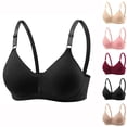 thumbnail image 1 of HVOBTTY Womens Basic Bras, Bras for Women, Women Solid No- Threaded Gathered Back Button Underwear Bra Pink, 32/70, 1 of 3