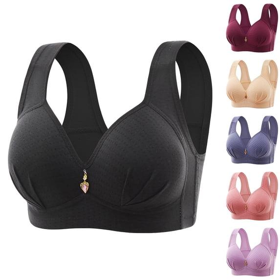 HVOBTTY Womens Bras Comfortable, Bras for Women Plus Size, Middle Aged and Elderly Bras Without Steel Rings Large Size Underwear Front Button Style Bra Comfortable Bra Wine, 44