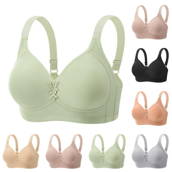HVOBTTY Womens Casual Push Up Bra, Plus Size Bra for Women, Women's Plus Size Comfortable Solid Color Wireless Back Closure Lightweight Breathable Everyday Bra Gray, 38/85BC