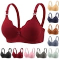 thumbnail image 1 of HVOBTTY Womens Casual Sport Bra, Plus Size Bra for Women, Women's Plus Size Soft Solid Color Wireless Push Up Comfortable Breathable Everyday Daily Bra Wine, 40/90BC, 1 of 5