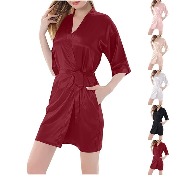 HVOBTTY Womens Causal Soft Nightdress, Nightgowns for Women, Women's Casual Fashion Soft Solid Color V Neck Long Sleep Dress Homewear Nightgown Pink, XL