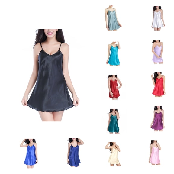 HVOBTTY Womens Causal Soft Nightdress, Nightgowns for Women, Women's Soft Solid Color Short Sleeve V Neck Nightdress Sleep Pajama Dress Pink, XL