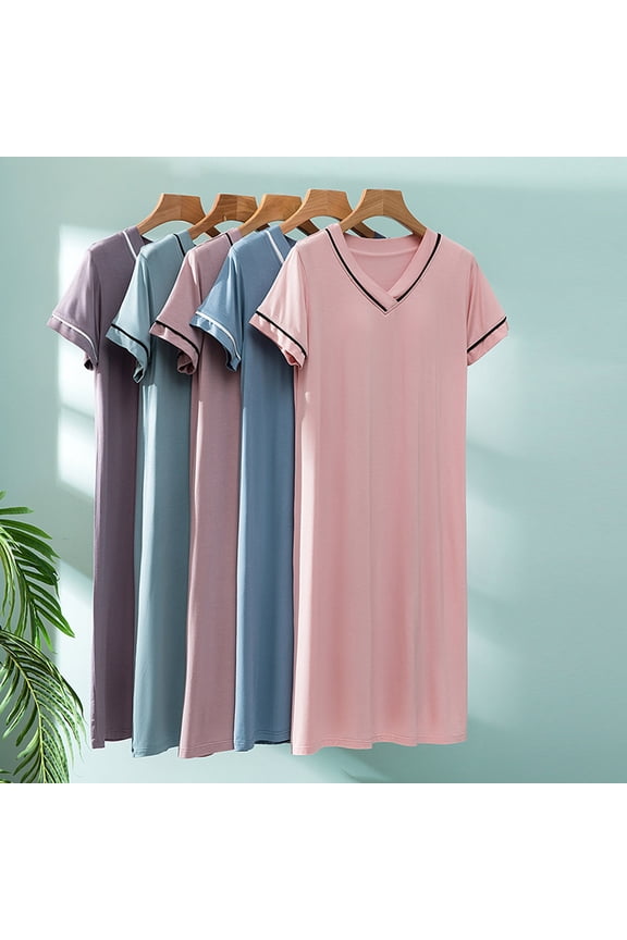 Women's Nightgown Solid Color Long Sleeve with Built In Bra Pad Midi Length Casual Outdoor Wear Sleep Gown