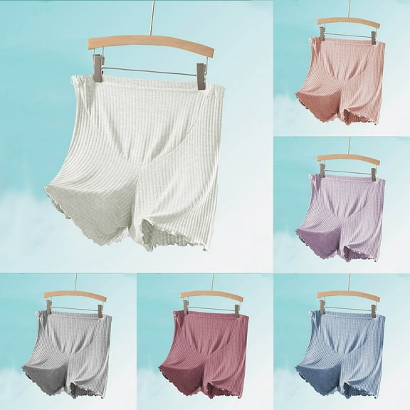 HVOBTTY Womens Comfy Stretch Pajama Shorts, Sleep Pants Women, Women's Solid Color Fashion Adjustable Buckle Thin Loose Casual Home Sleepwear Short Pants White, M