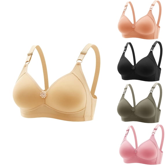 HVOBTTY Womens Everyday Basic Sleeping Bras, Bras for Women, Woman's Comfortable Lace Breathable Bra Underwear No Rims Pink, XL