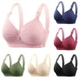 thumbnail image 1 of HVOBTTY Womens Front Closure Bra, Bras for Women, Middle Aged and Elderly Bras without Steel Rings Large Size Underwear Front Button Style Bra Comfortable Bra Blue, M, 1 of 3